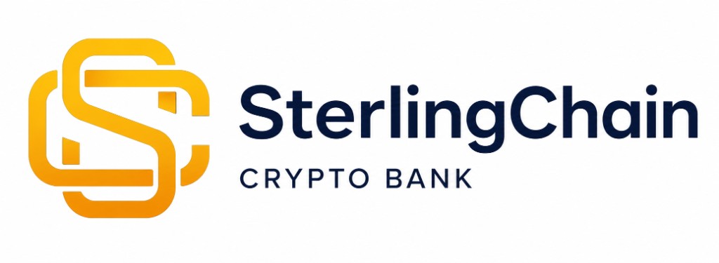 Sterling Chain official crypto bank logo — UK app not jewelry